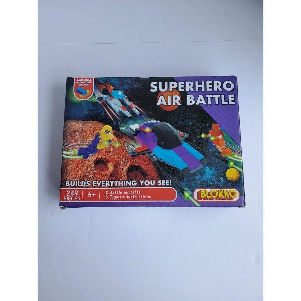 Blokko Superhero Air Battle 249 Piece Building Kit With 3 Figures